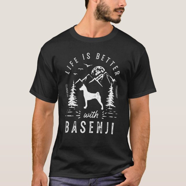 T-shirt Basenji Life Better Papa Chien (Devant)