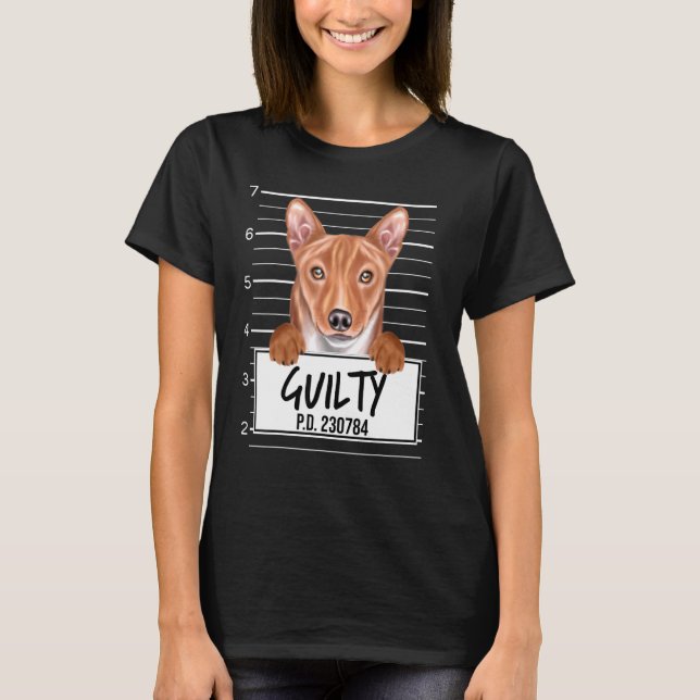 T-shirt Basenji Mugshot Chien coupable (Devant)