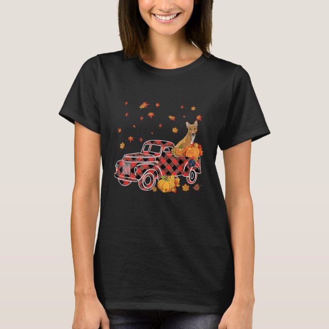T-shirt Basenji Riding Leopard Plaid Truck Thanksgiving (Devant)