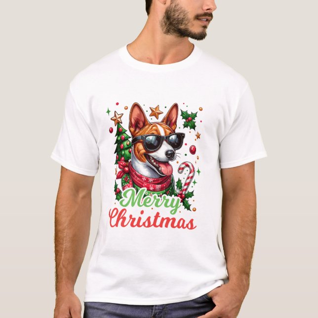 T-shirt Basenji Santa Hat (Devant)