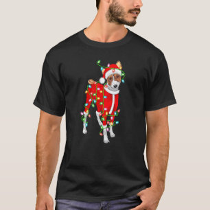 T-shirt Basenji Xmas Éclairage Santa Chapeau Basenji Noël