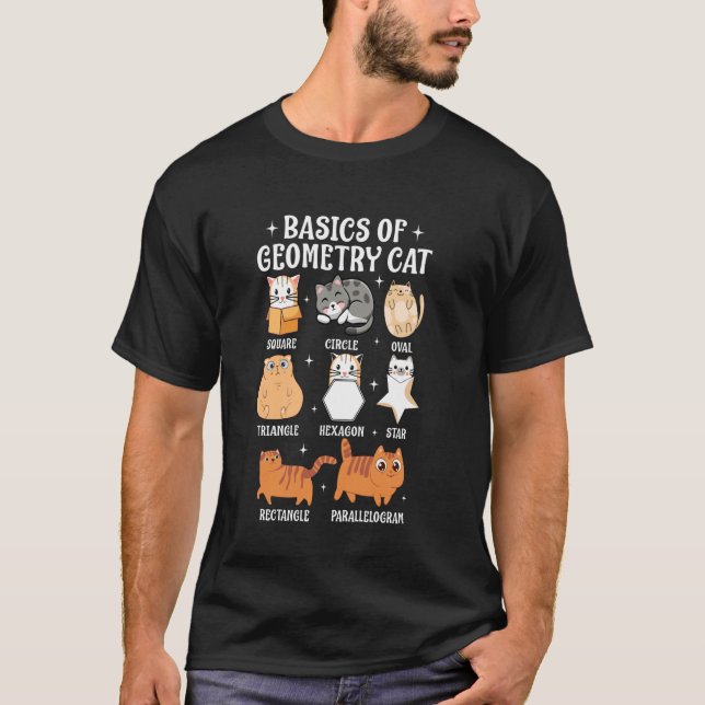 T-shirt Bases de la géométrie de chat Prof de maths drôle  (Devant)