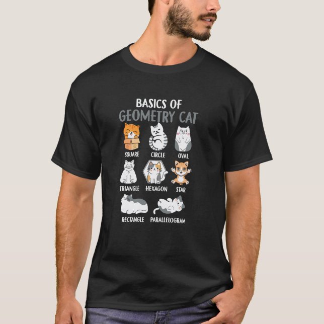 T-shirt Bases de la géométrie de chat Prof de maths drôle  (Devant)