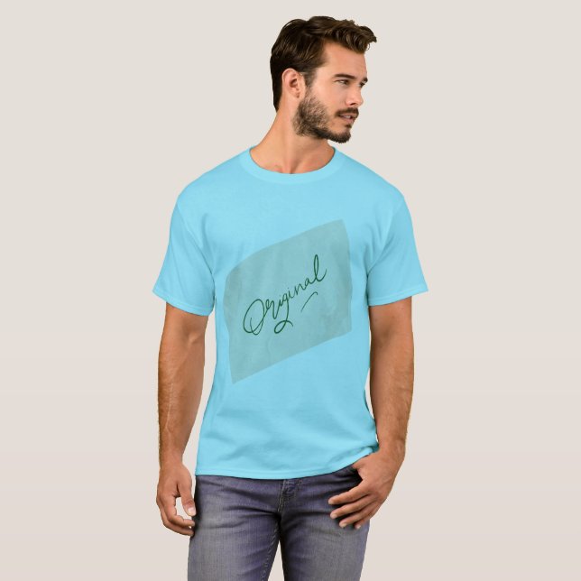 T-shirt basic bleu Horizon pour hommes Original 1 (Devant entier)