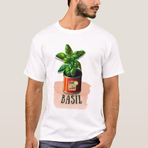 T-shirt Basil in can -Herbs Basil design Vintage -