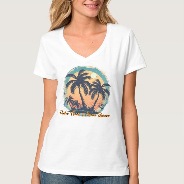 T-shirt basique à col en V pour femmes  (Devant)