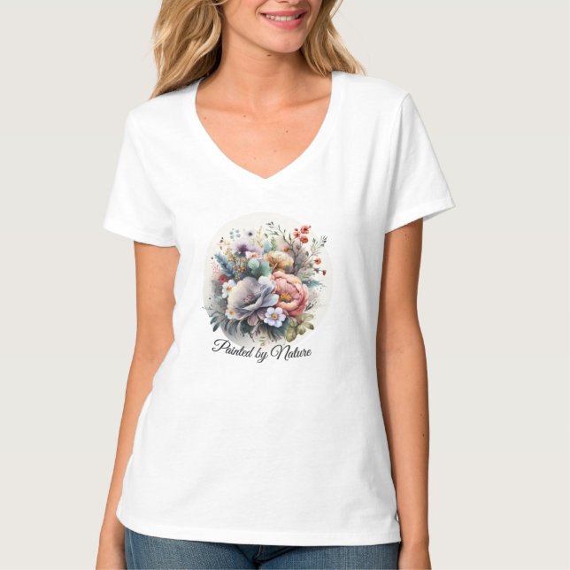 T-shirt basique à col en V pour femmes  (Devant)