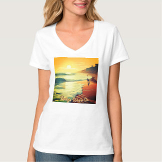 T-shirt basique à col en V pour femmes Prix de ven