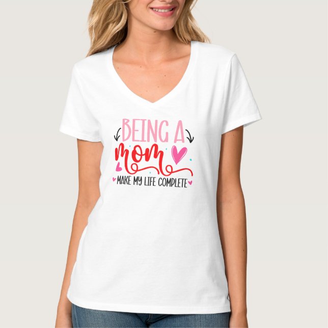 T-shirt basique à encolure en V pour femme (Devant)