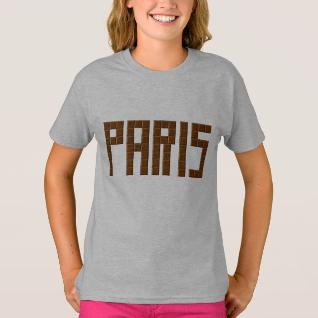T-shirt basique acier clair PARIS CHOCOLAT (Devant)