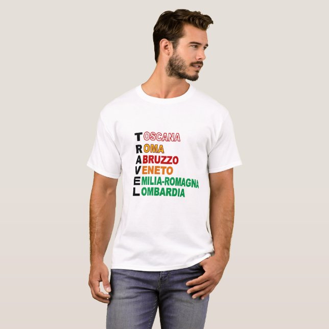 T-shirt basique blanc  TRAVEL ITALIE (Devant entier)