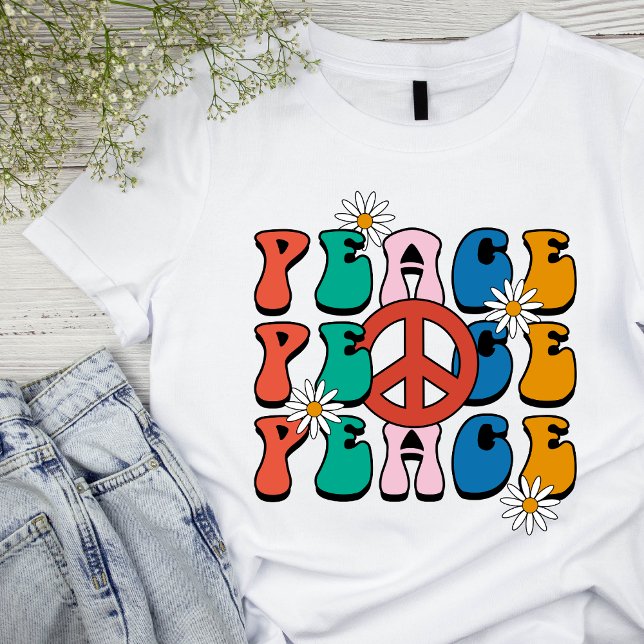 T-shirt basique de la femme Retro Peace des années (Créateur téléchargé)