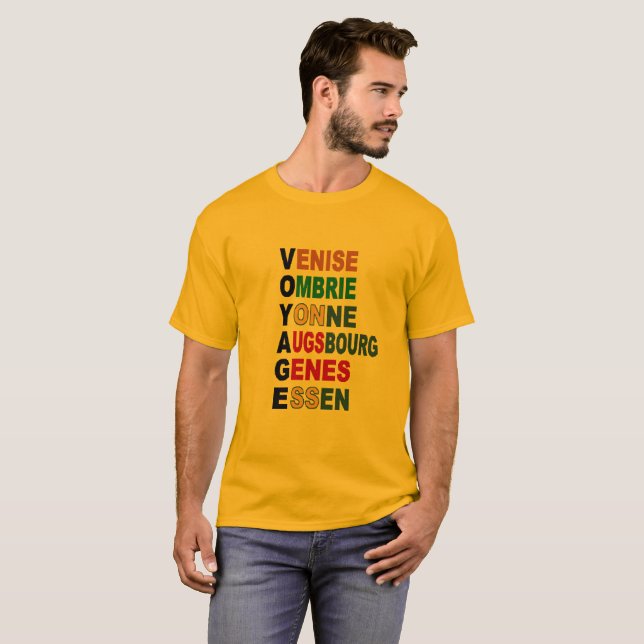 T-shirt basique doré VOYAGE (Devant entier)