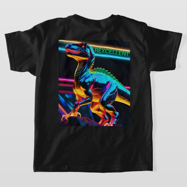T-Shirt Basique Enfant Dinosaure Néon T-Rex (Couchage Retour)