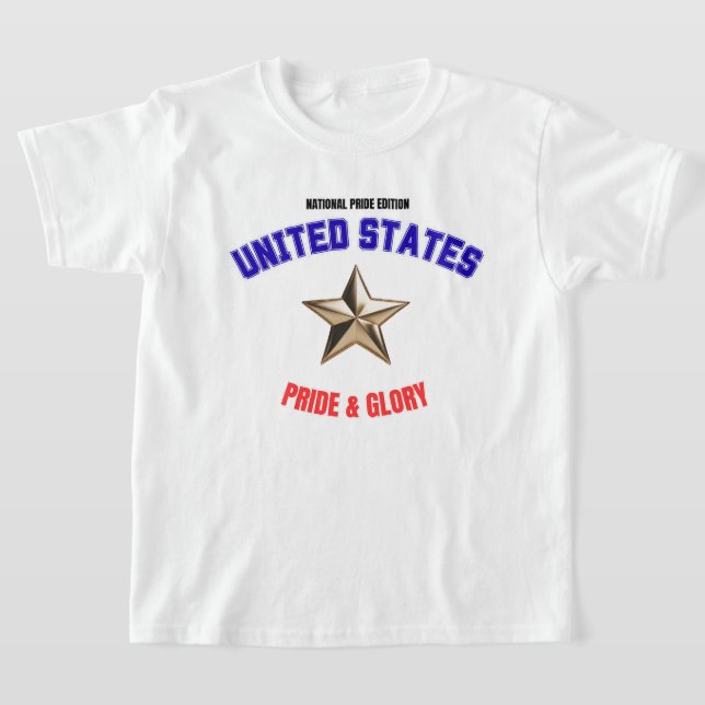 T-Shirt Basique Enfant Édition Fierté Nationale US (Poser)