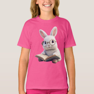 T-Shirt basique enfant Lapin Blanc lisant un livre