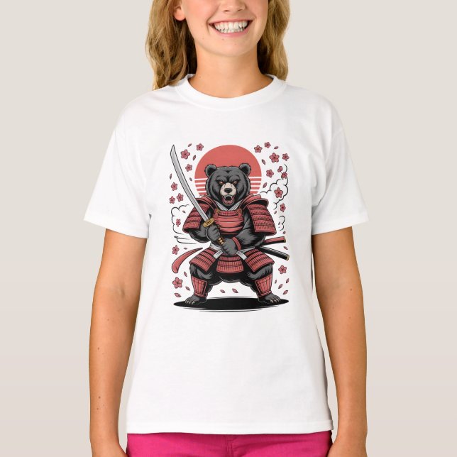 T-Shirt Basique Enfant Samouraï Ours (Devant)