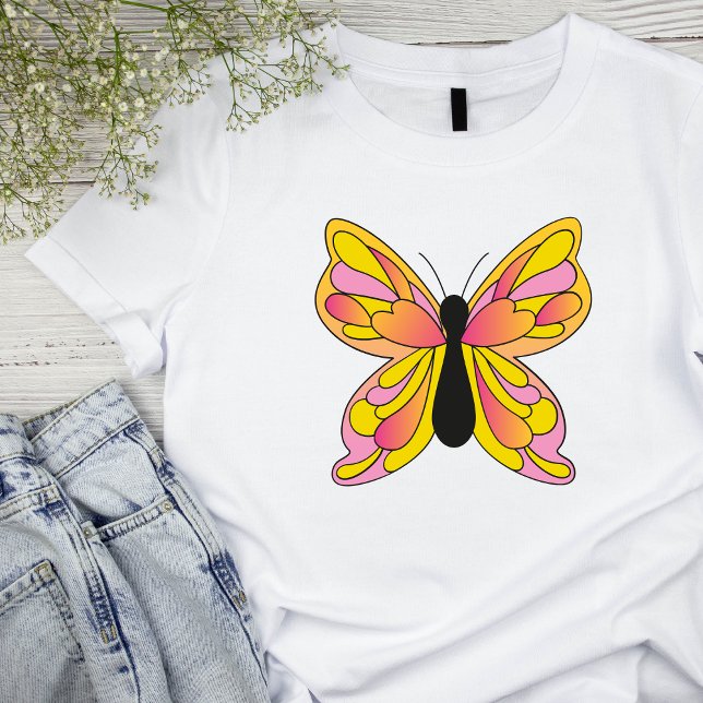 T-shirt basique féminin à papillon rétro des année (Créateur téléchargé)