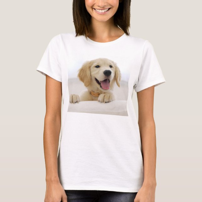 t-shirt basique femme chien golden retriever (Devant)