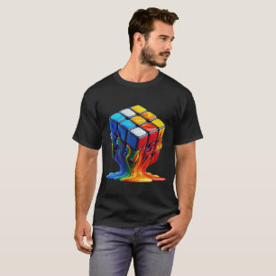 T-Shirt Basique Foncé Melting Rubix cube