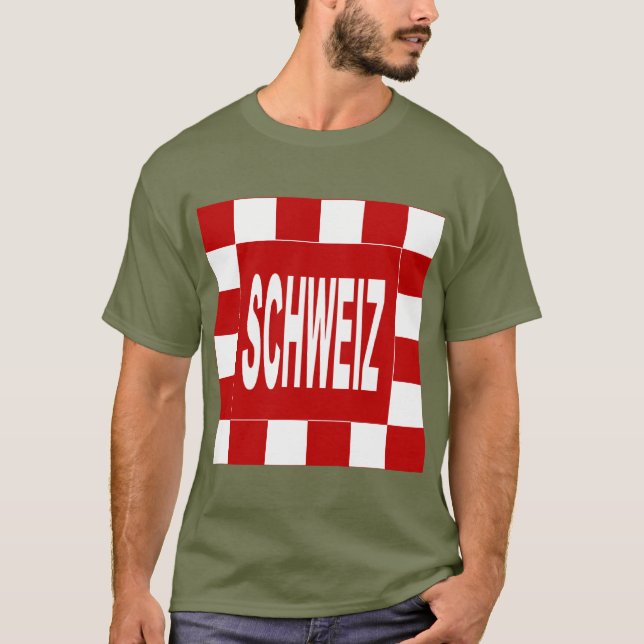 T-shirt basique foncé vert kaki  SCHWEIZ (Devant)