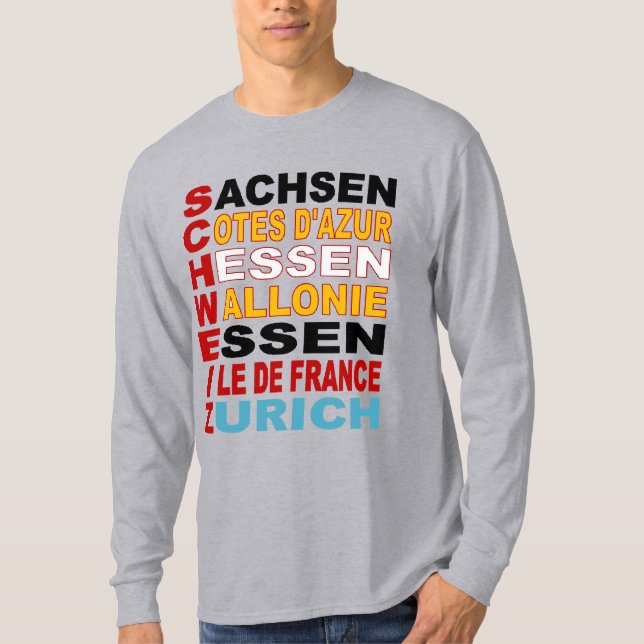 T-shirt basique gris Design TOURISME EUROPE (Devant)