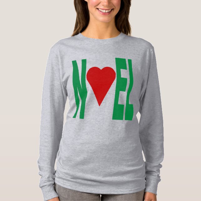 T-shirt basique gris  pour femmes  NOEL (Devant)