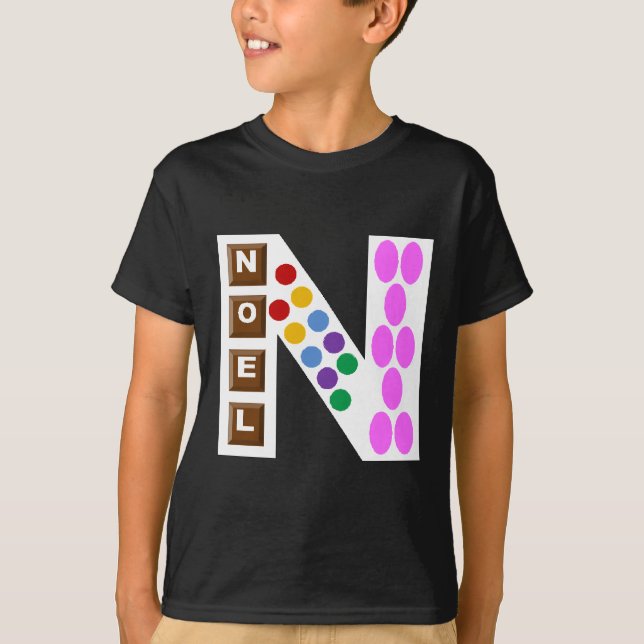T-shirt basique noir  NOEL  BONBONS CHOCOLAT (Devant)