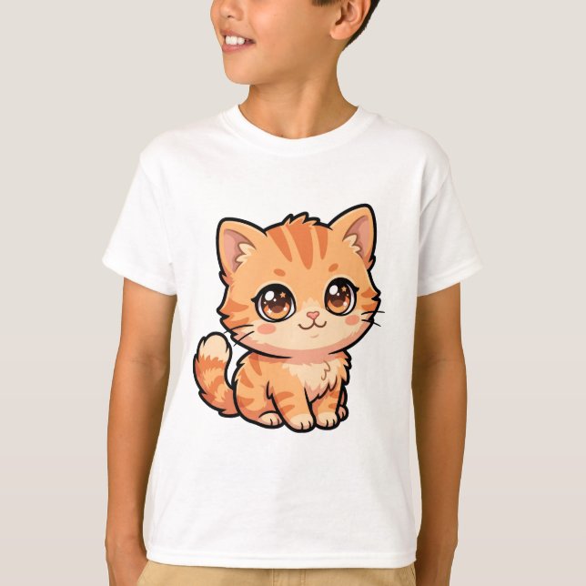 T-shirt basique pour garçons avec un chaton roux m (Devant)