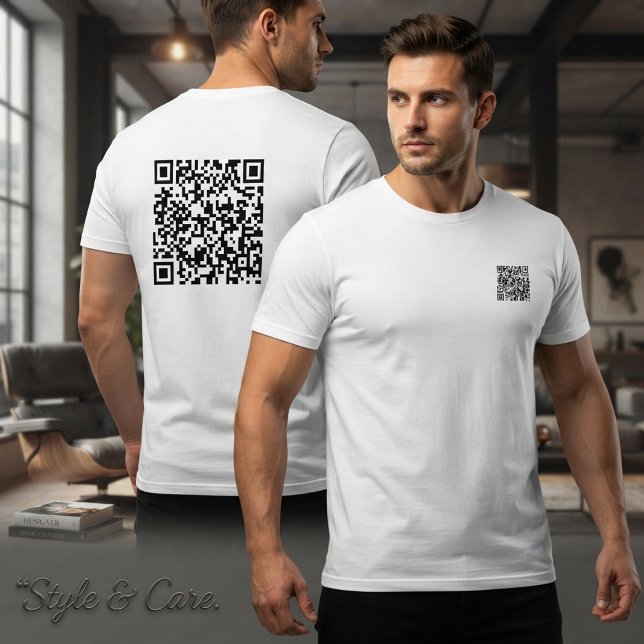 T-shirt basique pour hommes avec code QR scannable (Scannable QR Code Basic Tee for Men Customized)