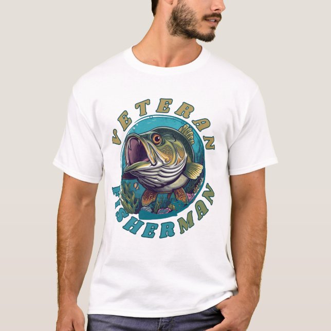 T-shirt basique pour hommes pêcheur vétéran (Devant)