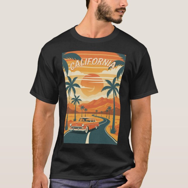T-shirt basique pour hommesAffiche de voyage rétro (Devant)