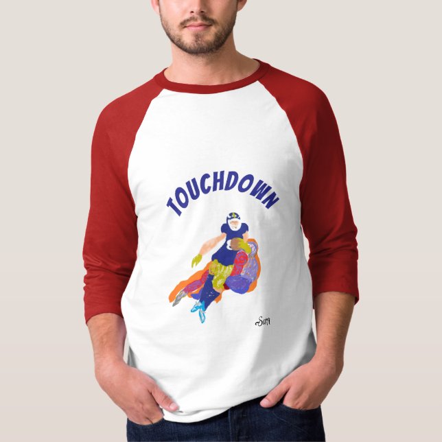 T-Shirt basique raglan à manches 3/4 : Touchdown (Devant)