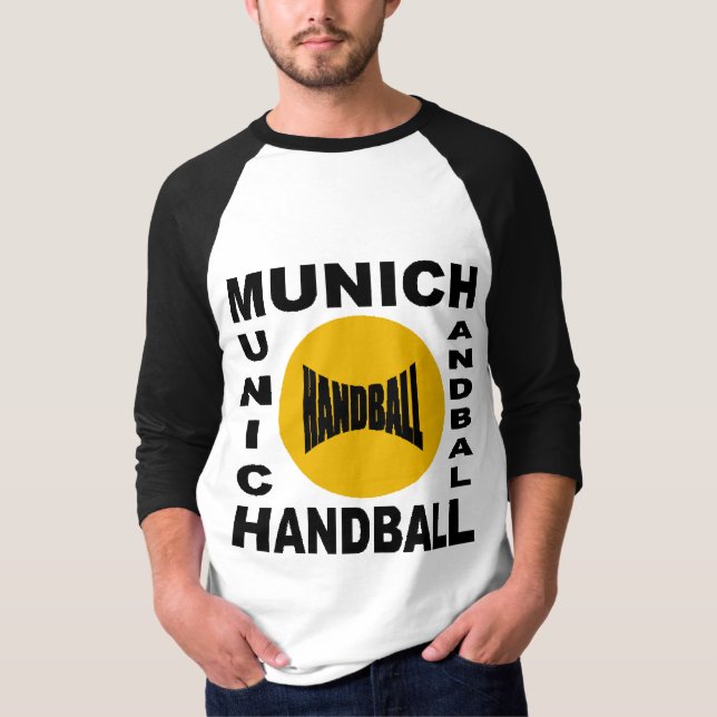 T-shirt basique raglan blanc/noir  MUNICH HANDBALL (Devant)