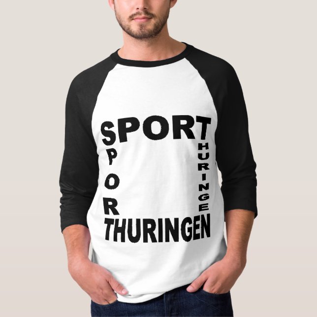 T-shirt basique raglan blanc/noir  SPORT THURINGEN (Devant)