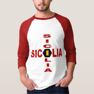 T-shirt basique raglan blanc/rouge SICILIA