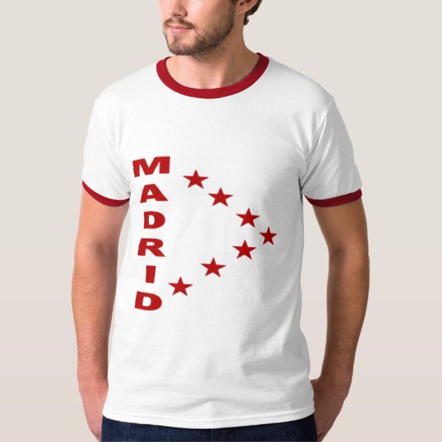 T-shirt basique ras-de-cou blanc/rouge   MADRID (Devant)