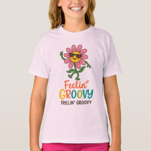 T-shirt basique rétro Fleur Groovy pour filles