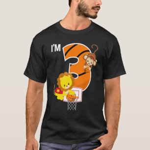 T-shirt Basket-ball 3e fête d'anniversaire Lion Monkey Zoo