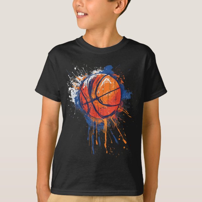 T-shirt Basket-ball Aquarelle Dessin Armoire Basket-ball L (Devant)
