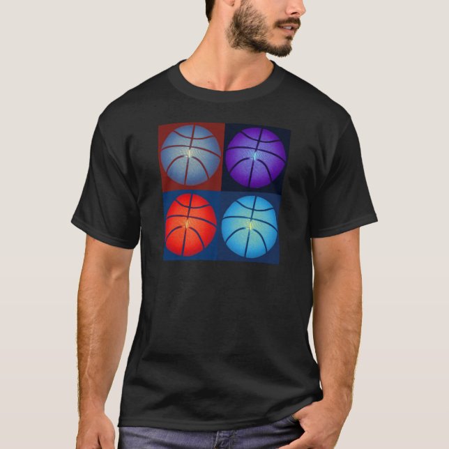 T-shirt Basket-ball Art Pop Quatre Couleurs (Devant)