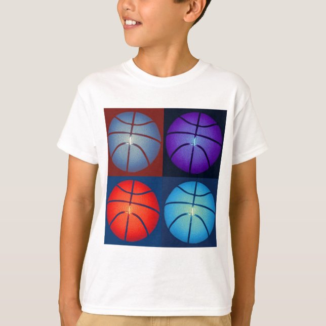 T-shirt Basket-ball Art Pop Quatre Couleurs (Devant)