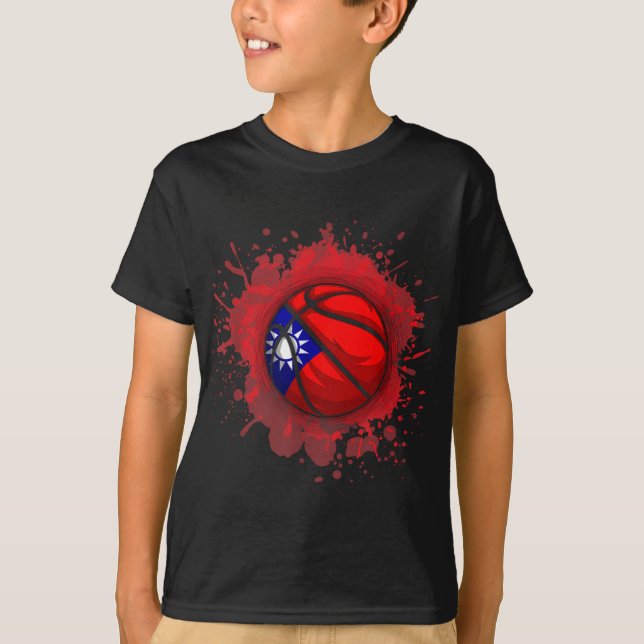 T-shirt Basket-ball avec drapeau taïwanais (Devant)