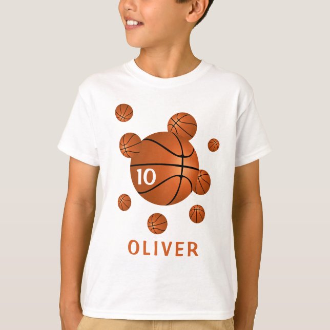 T-shirt Basket-ball Balls Sports Age, Nombre de joueurs (Devant)