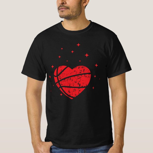 T-shirt Basket-ball Coeur drôle cadeau pour la Saint-Valen (Devant)