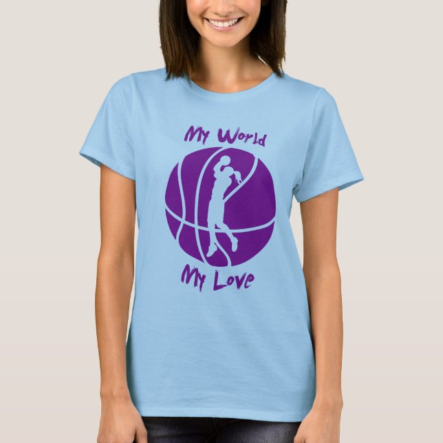 T-shirt Basket-ball de filles mon monde, mon amour (Devant)