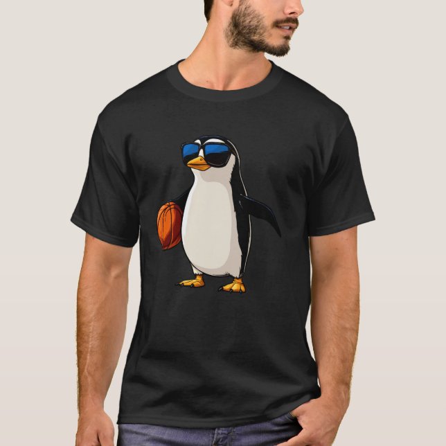 T-shirt Basket-ball de pingouin (Devant)