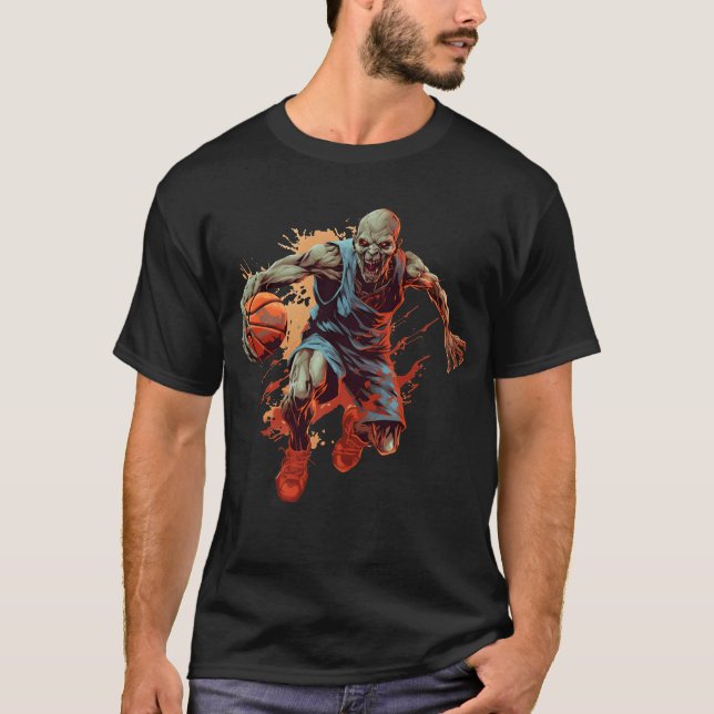 T-shirt Basket-ball de zombies, Dunk avec les zombies (Devant)