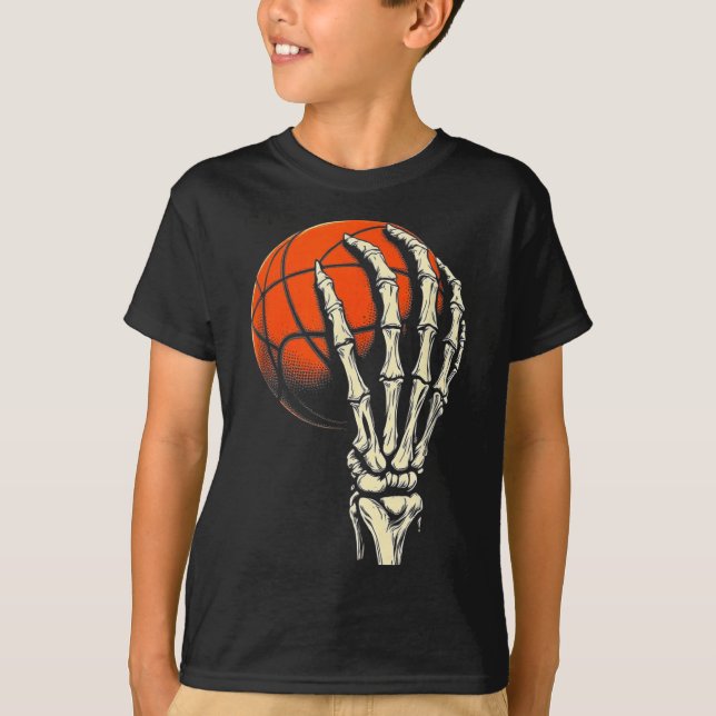 T-shirt Basket-ball d'Halloween squelette crâne joueur hom (Devant)