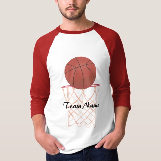 T-shirt Basket-ball faisant le panier, chemises de nom d'é (Devant)